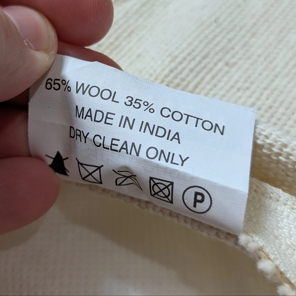 NWT Safavieh cream purple blue woven textured cotton & wool pillow 20x20